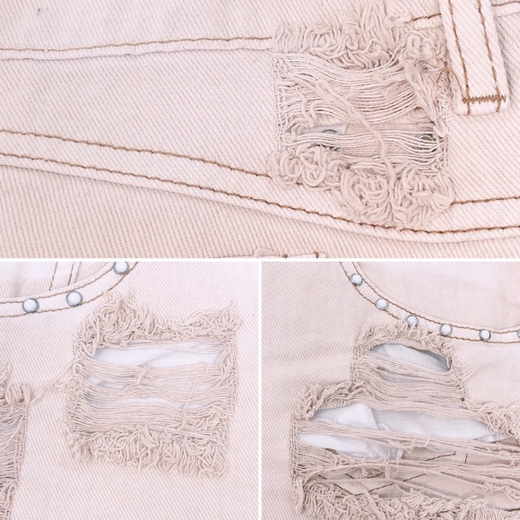 Some Days Lovin NWT Pink Distressed Beaded Embellished Shorts Womens Size Small - Picture 6 of 9